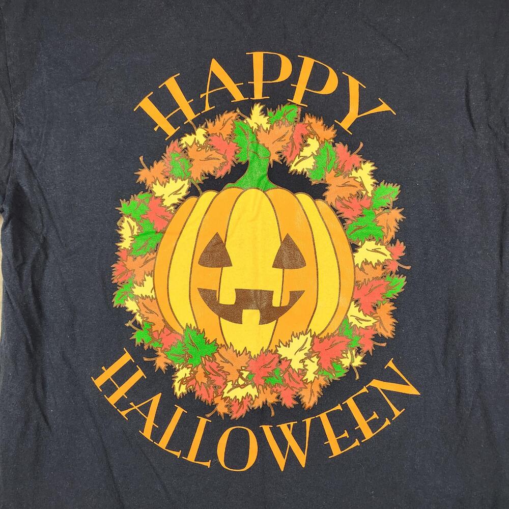 Happy Halloween Shirt Mens Medium Blue Pumpkin Spice Jack O Lantern Graphic Y2k